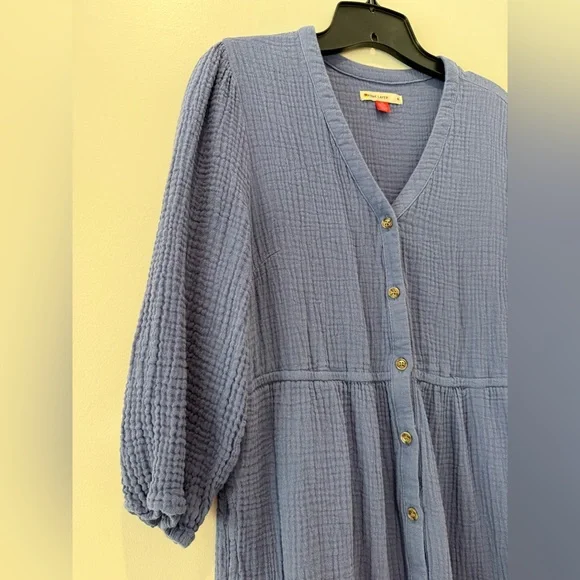 Marine Layer Willow Double Cloth Midi Dress in Periwinkle, M - Picture 9 of 13